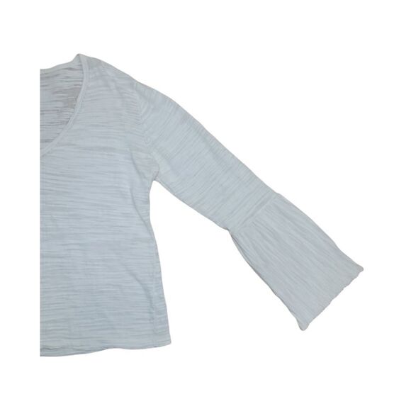 Minnie Rose Boho White Bell Sleeve V-neckline Shirt L - Picture 8 of 15